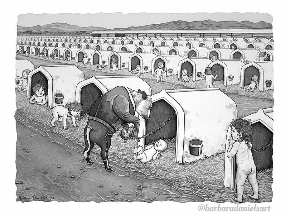 Если бы люди и животные поменялись местами (66 иллюстраций Барбары Дэниелс о нашем обществе)